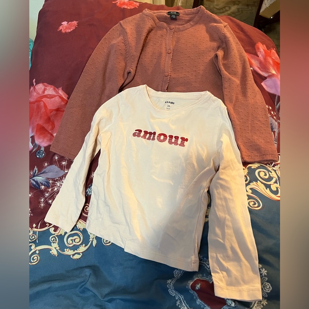 Kids Cream 'Amour' Graphic Long Sleeve Tee